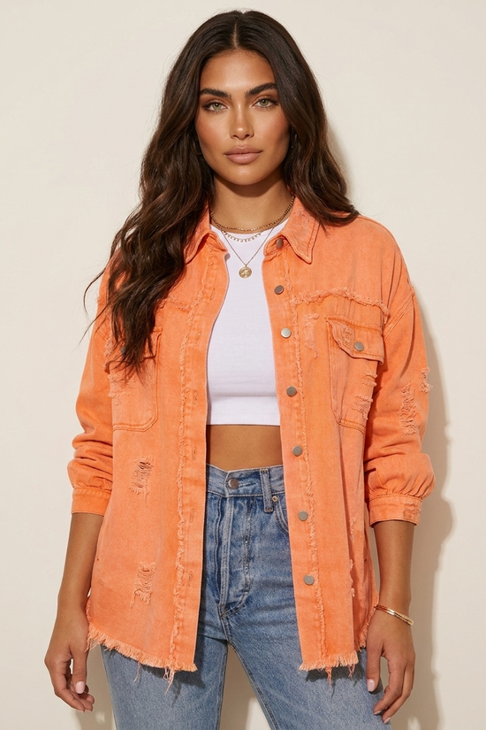 Oversized ødelagt denimjakke - Nova