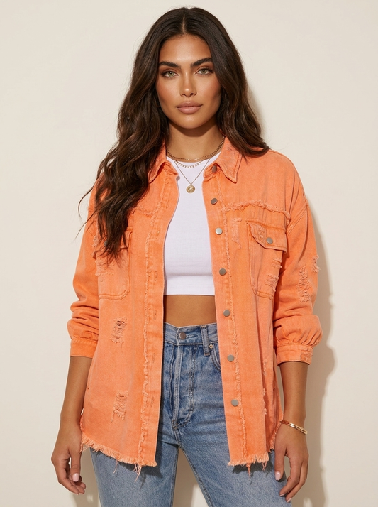 Oversized ødelagt denimjakke - Nova