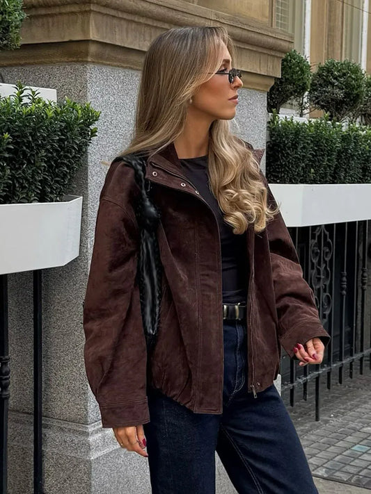 Short-Haired Suede Jacket