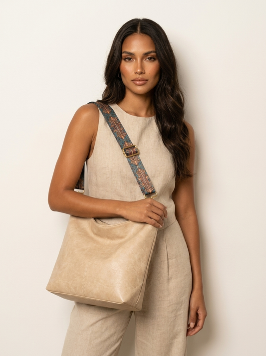 Skuldertaske med bohemian skulderrem - Mila