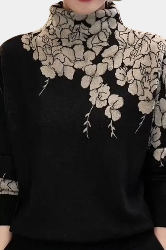 Chic og Elegant Dame Turtleneck med Blødt Blomsterdesign