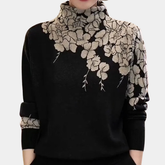Chic og Elegant Dame Turtleneck med Blødt Blomsterdesign