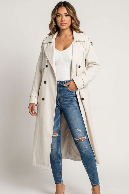 Elegant dames trenchcoat med lang pasform - Camille