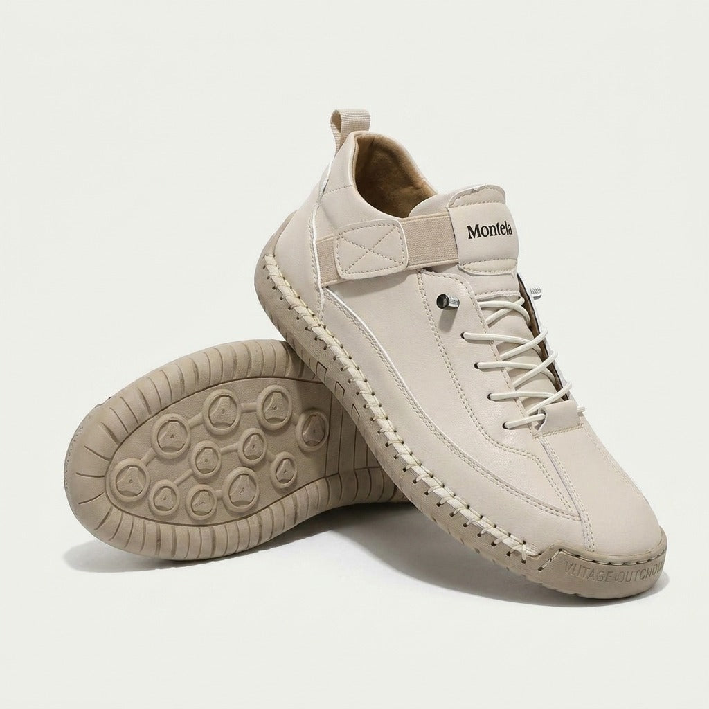 Høje damesneakers med snørebånd, remdetalje og rund tå