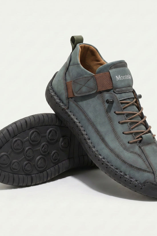 Høje damesneakers med snørebånd, remdetalje og rund tå