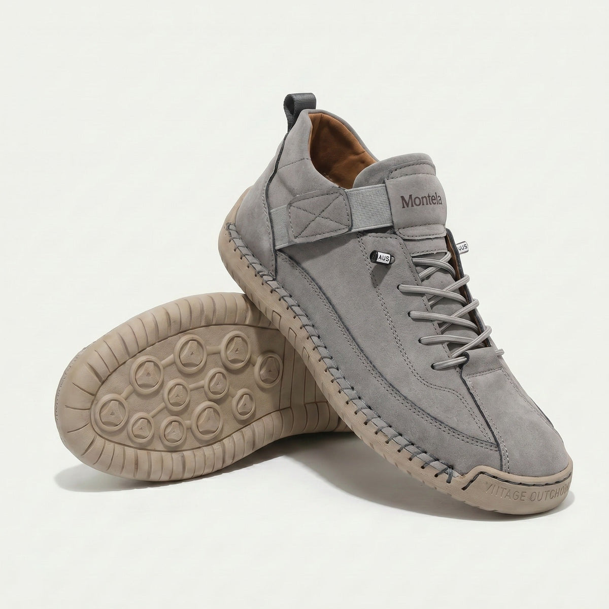 Høje damesneakers med snørebånd, remdetalje og rund tå