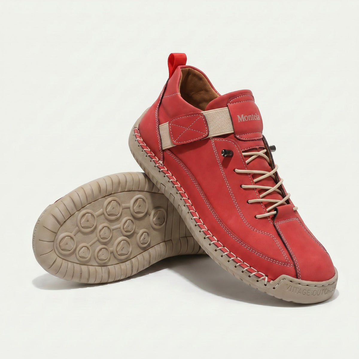 Høje damesneakers med snørebånd, remdetalje og rund tå