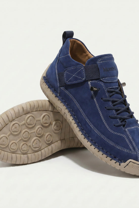 Høje damesneakers med snørebånd, remdetalje og rund tå