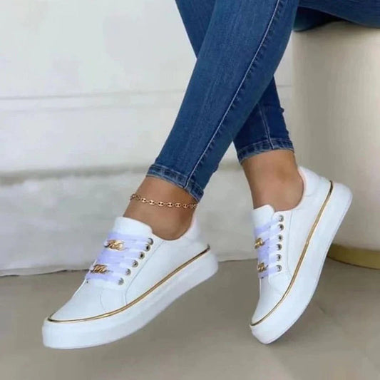 Eleganta Damsneakers med Guldaccenter