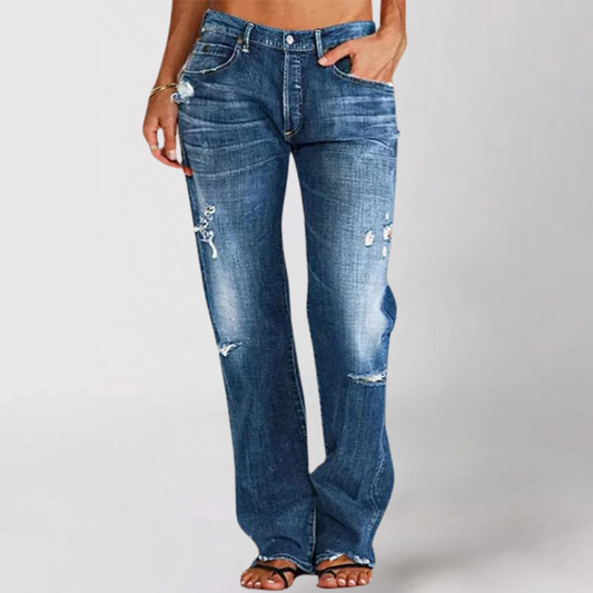 Bredbenede damesjeans med afslappet pasform