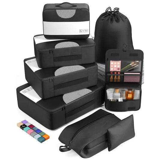 PackEase™ 8-delt rejseorganizer-sæt til effektiv rejseopbevaring