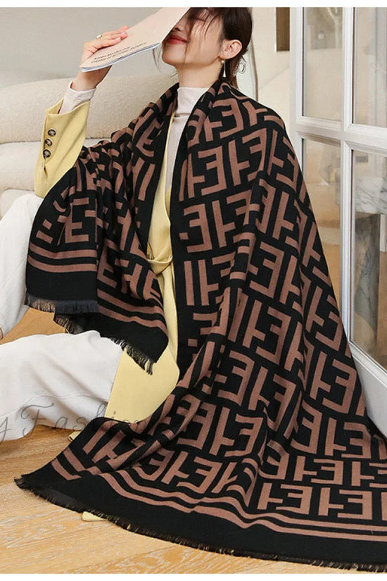 Klassisk Vendbart Faux Cashmere Halstørklæde