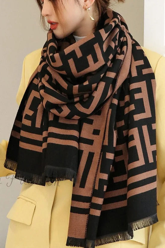 Klassisk Vendbart Faux Cashmere Halstørklæde