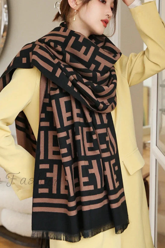 Klassisk Vendbart Faux Cashmere Halstørklæde