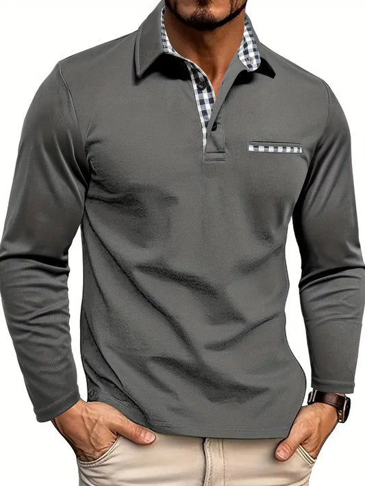 Herre Poloshirt | Langærmet Polo med Klassisk Krave