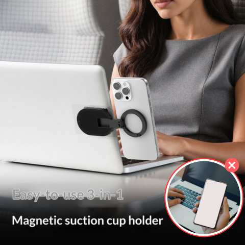 MagniGrip™ Sammenklappelig magnetisk telefonholder med sugekop til bilen