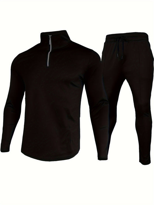 Herre Sport Træningssæt | 2-delt Sæt med Lynlås og Snor | Komfortabelt og Sporty | Polyester