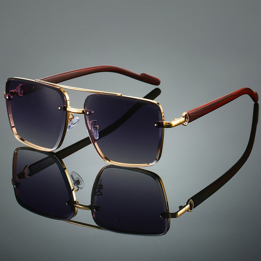 Herrenbrille | Quadratisches Design mit Holzfaser-Details | Leicht & Luxuriös