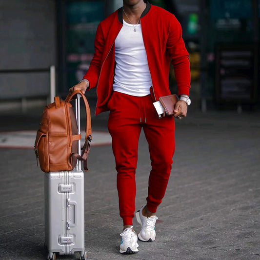 Herre Sport Sæt | Casual & Trendy | Behagelig Pasform | Ensfarvet