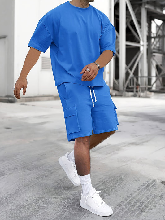 Herre Sportstøj Sæt | Åndbart Materiale | Komfort og Stil | T-Shirt og Shorts