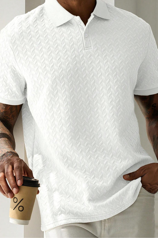 Herre Poloshirt | Korte Ærmer & Unik Struktur | Elegant Casual Wear | Behagelig Pasform