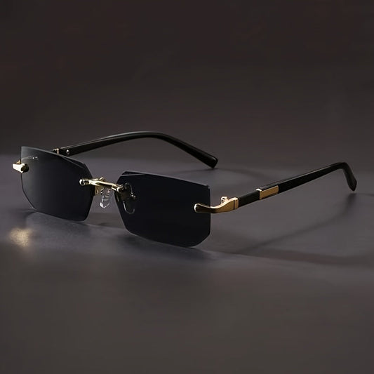Herrenbrille | Vintage Rahmenloses Design | Edelstahlrahmen | PC-Gläser