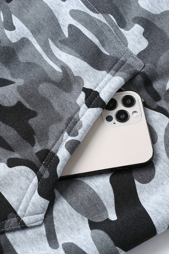 Herre Camouflage Hoodie og Sportssæt | Strikket Polyester | Lange Ærmer | Justerbar Snor i Taljen