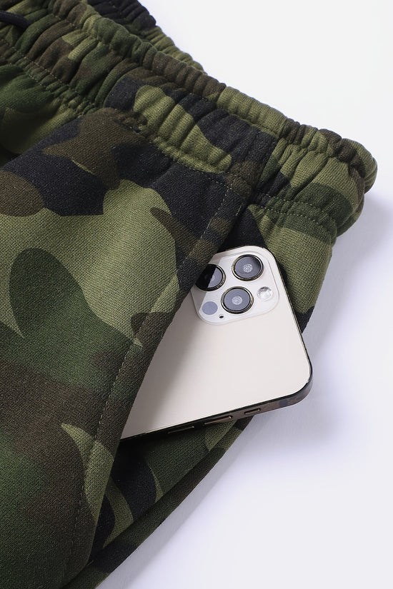 Herre Camouflage Hoodie og Sportssæt | Strikket Polyester | Lange Ærmer | Justerbar Snor i Taljen