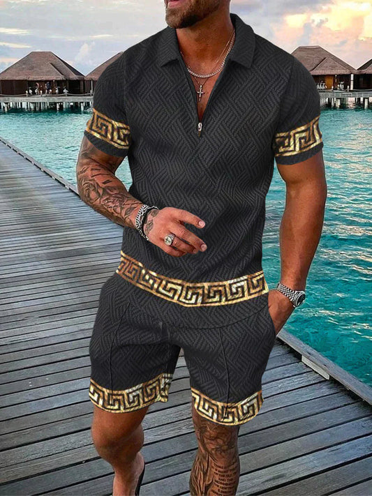 Herre Zomerset | Polo med Lynlås og Shorts | Streetwear Design | Polyester