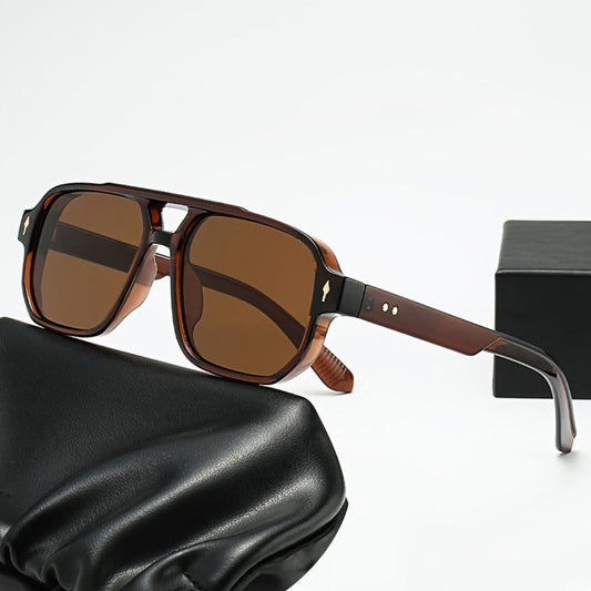 Herens Pilotenbril | Vintage Retro Stil | Gradient Bruine Linsen & PC Frame