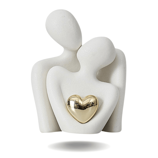 HeartGlow | Abstrakt gylden dekoration med omfavnelse design