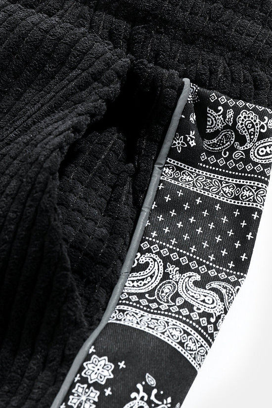 Corduroy-joggerbukser med paisleyprint og sidelommer