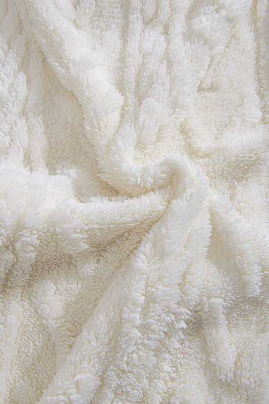 Geometrisk jacquard teddy hoodie og joggerbukser