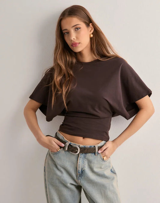 Stilfuld Kortærmet Cropped T-shirt