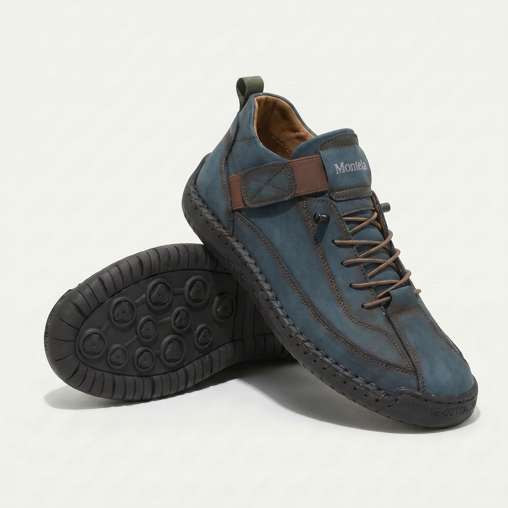 Høje damesneakers med snørebånd, remdetalje og rund tå