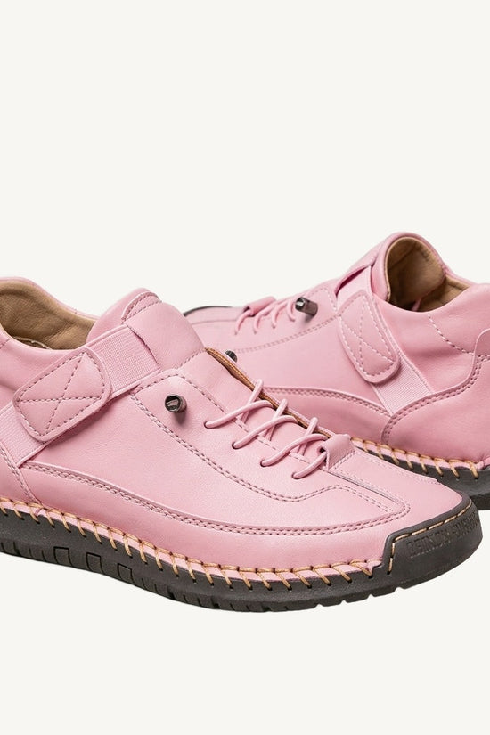 Damesneakers med højt skaft, snørebånd, remdetalje og flad sål