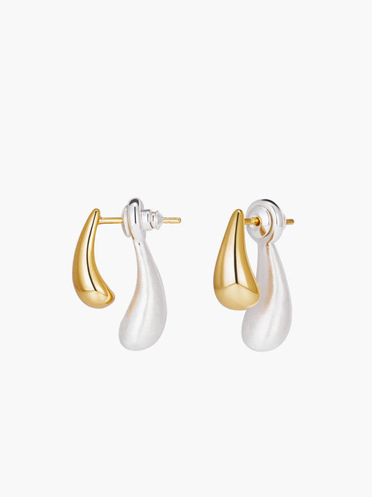Rina - To-Tone Water Drop Earrings