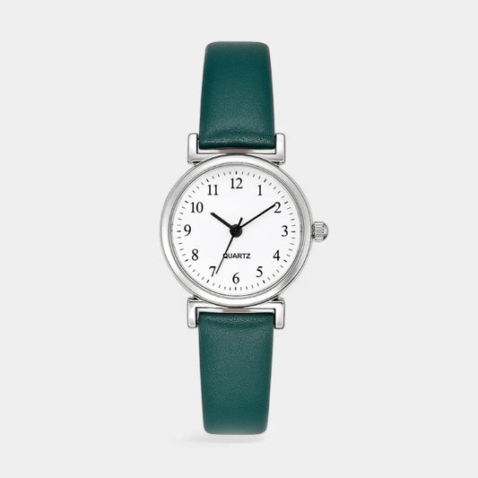 Virelle | Dame Minimalistisk Quartz Ur – Ægte Læderrem, Elegant Design, Letvægts Komfort