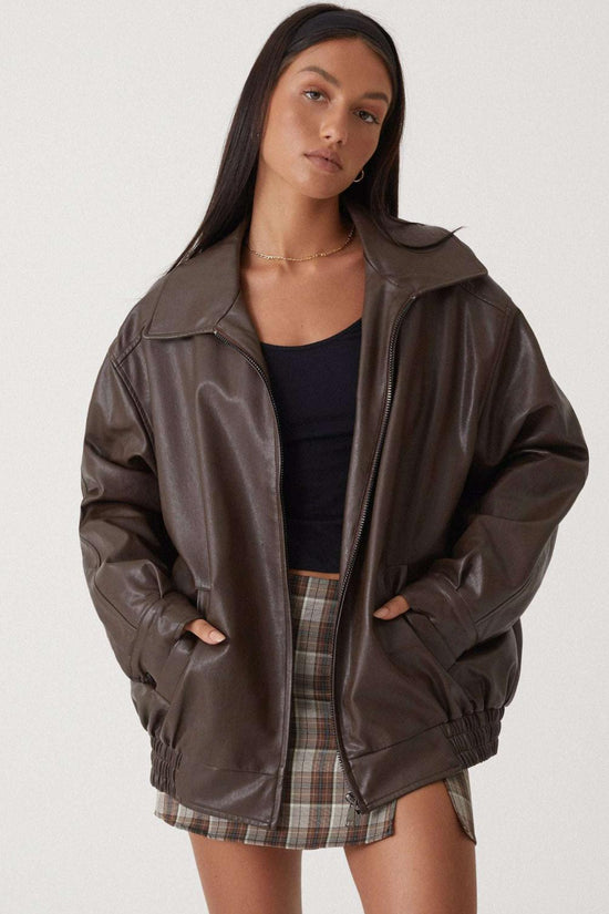 Sophia | Oversized PU-Læderjakke til Damer – Trendy Design i Højkvalitets Kunstlæder